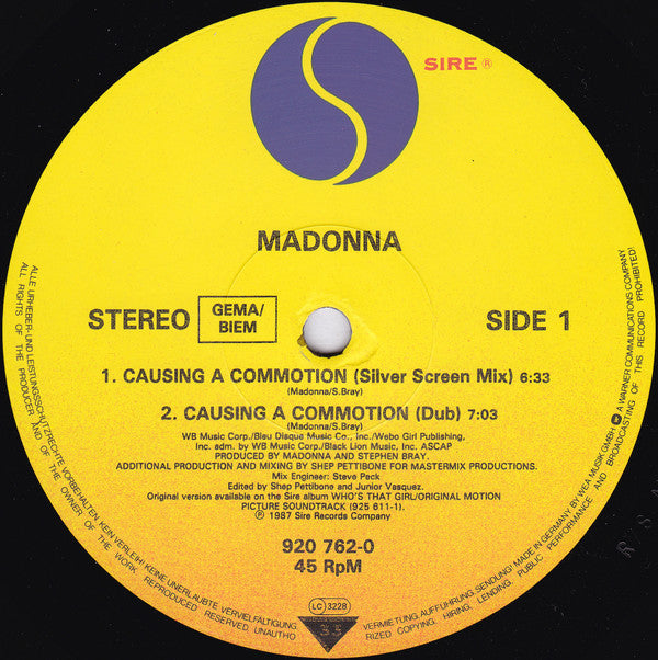 Madonna ~ Causing A Commotion (Vinyl) - Djungel & Jazz
