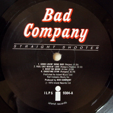Bad Company  ~ Straight Shooter (Vinyl) - Djungel & Jazz
