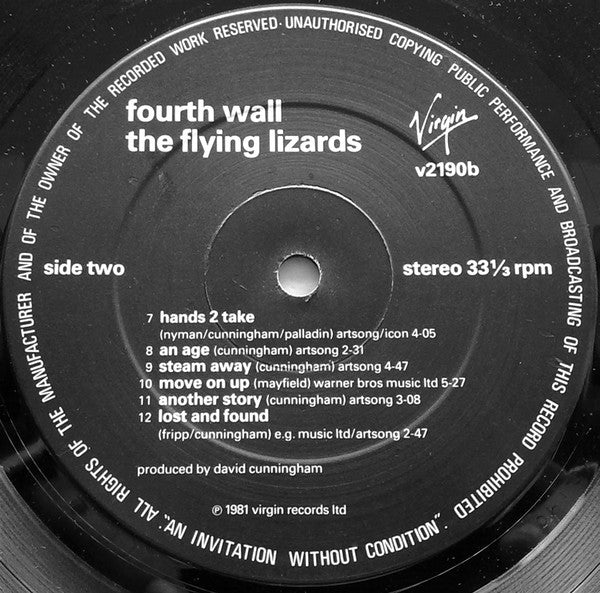 The Flying Lizards ~ Fourth Wall (Vinyl) - Djungel & Jazz