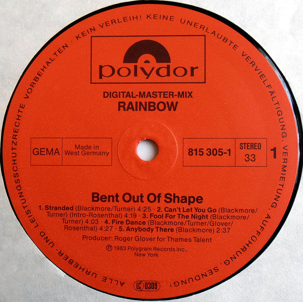 Rainbow ~ Bent Out Of Shape (Vinyl) - Djungel & Jazz