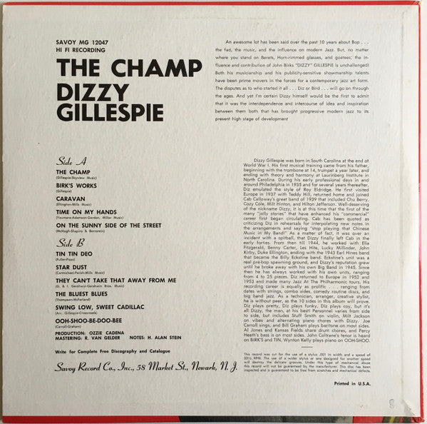 Dizzy Gillespie ~ The Champ (Vinyl) - Djungel & Jazz