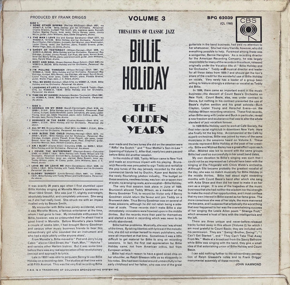 Billie Holiday ~ The Golden Years Volume Three (Vinyl) - Djungel & Jazz