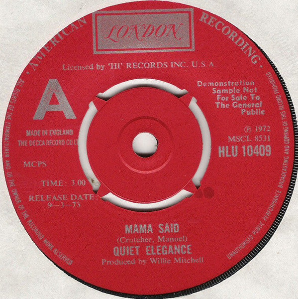 Quiet Elegance ~ Mama Said (Vinyl) - Djungel & Jazz