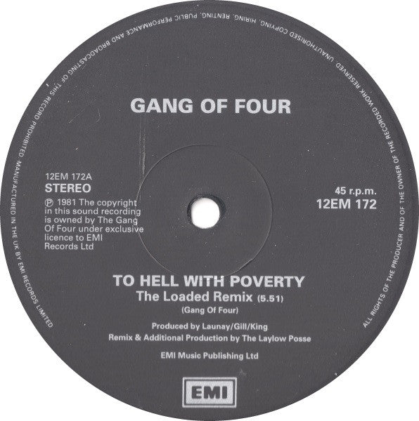 Gang Of Four : To Hell With Poverty (The Loaded Remix) (12")