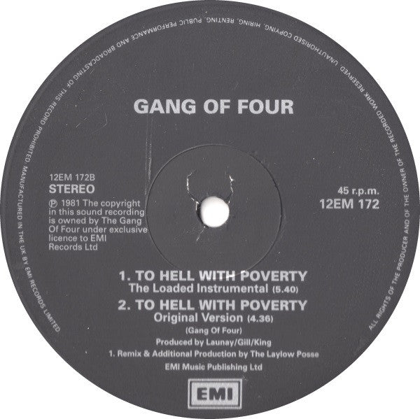 Gang Of Four : To Hell With Poverty (The Loaded Remix) (12")