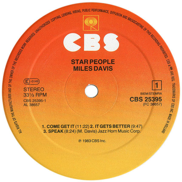 Miles Davis : Star People (LP, Album, 'Su)