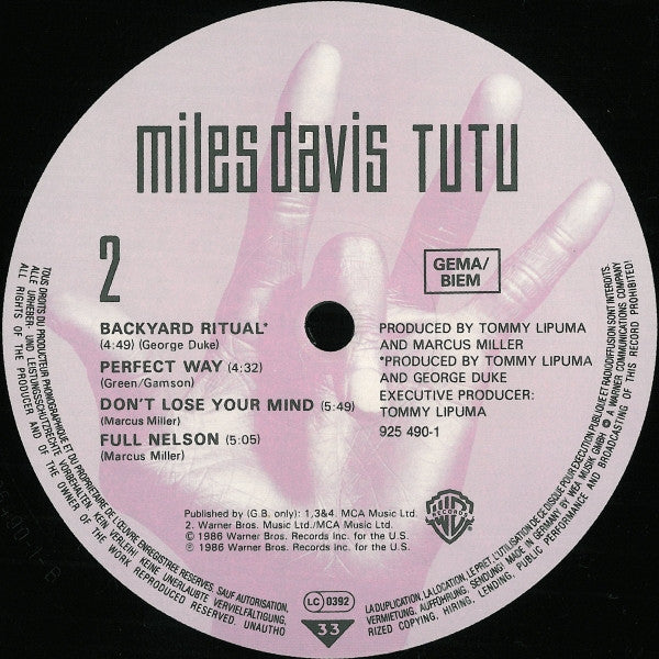 Miles Davis ~ Tutu (Vinyl) - Djungel & Jazz