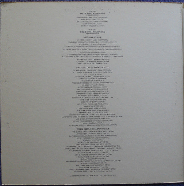 Ornette Coleman ~ Dancing In Your Head (Vinyl) - Djungel & Jazz