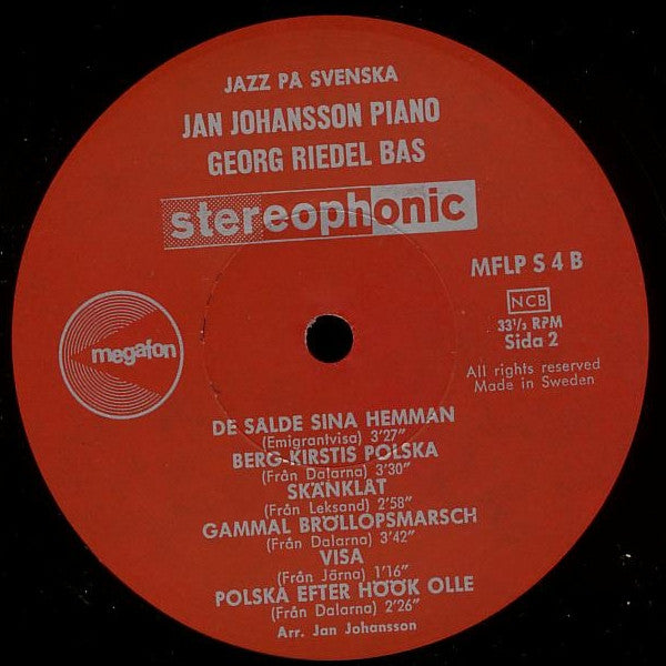 Jan Johansson ~ Jazz På Svenska (Vinyl) - Djungel & Jazz