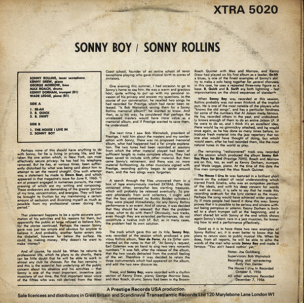 Sonny Rollins ~ Sonny Boy (Vinyl) - Djungel & Jazz