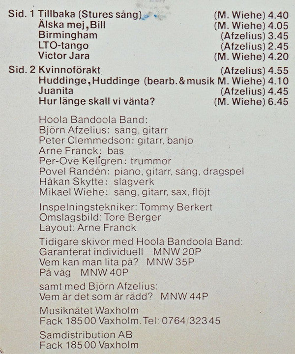 Hoola Bandoola Band ~ Fri Information (Vinyl) - Djungel & Jazz