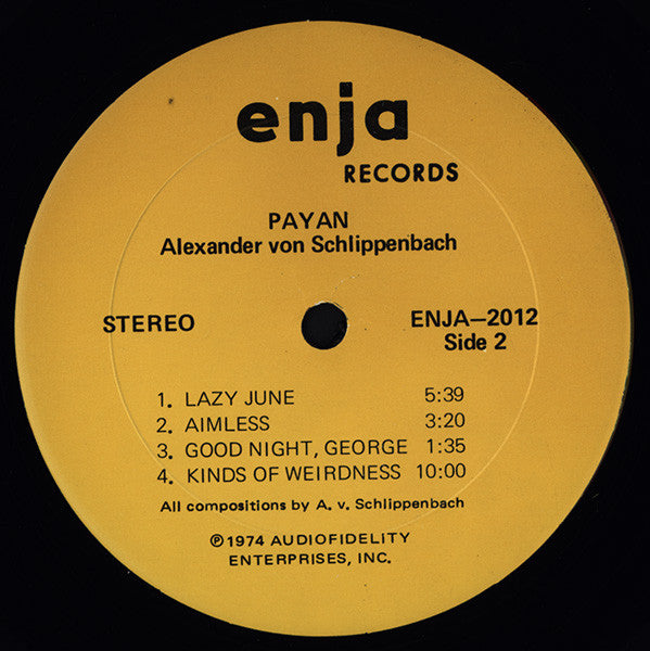Alexander von Schlippenbach ~ Payan (Vinyl) - Djungel & Jazz