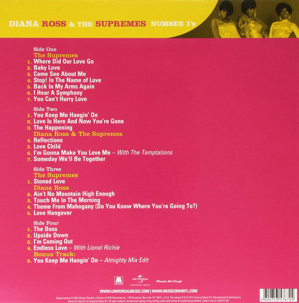 Diana Ross & The Supremes ~ Number 1's (Vinyl) - Djungel & Jazz