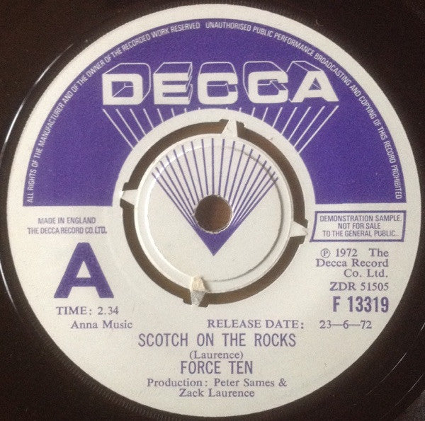 Force Ten (2) : Scotch On The Rocks (7", Promo)