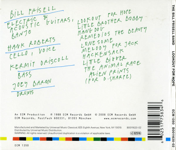 The Bill Frisell Band ~ Lookout For Hope (Vinyl) - Djungel & Jazz