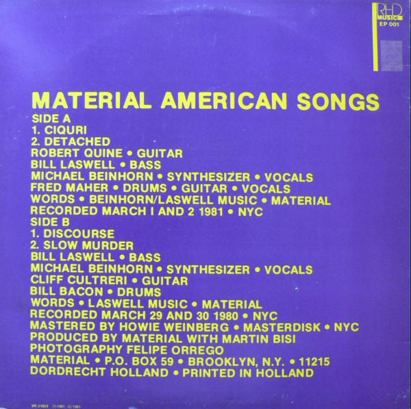 Material ~ American Songs (Vinyl) - Djungel & Jazz