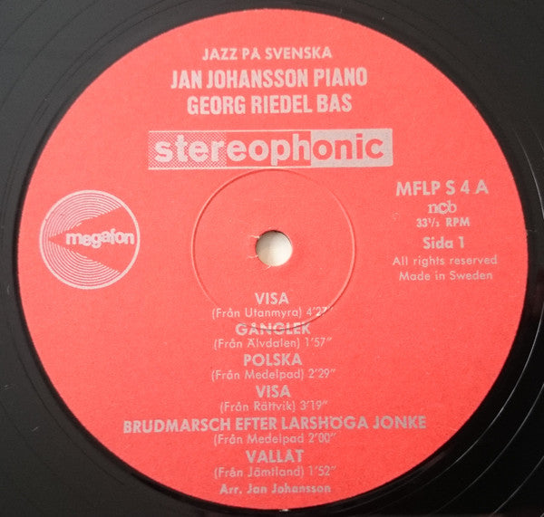 Jan Johansson ~ Jazz På Svenska (Vinyl) - Djungel & Jazz