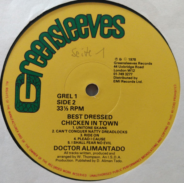 Dr. Alimantado : Best Dressed Chicken In Town (LP, Album)