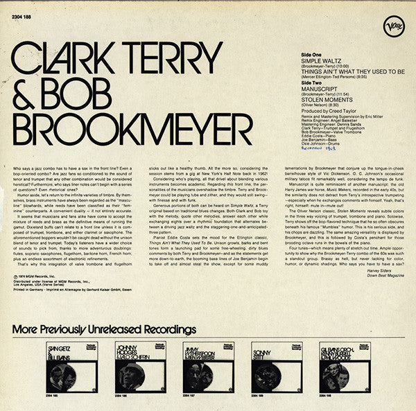 Clark Terry & Bob Brookmeyer ~ Clark Terry & Bob Brookmeyer (Vinyl) - Djungel & Jazz