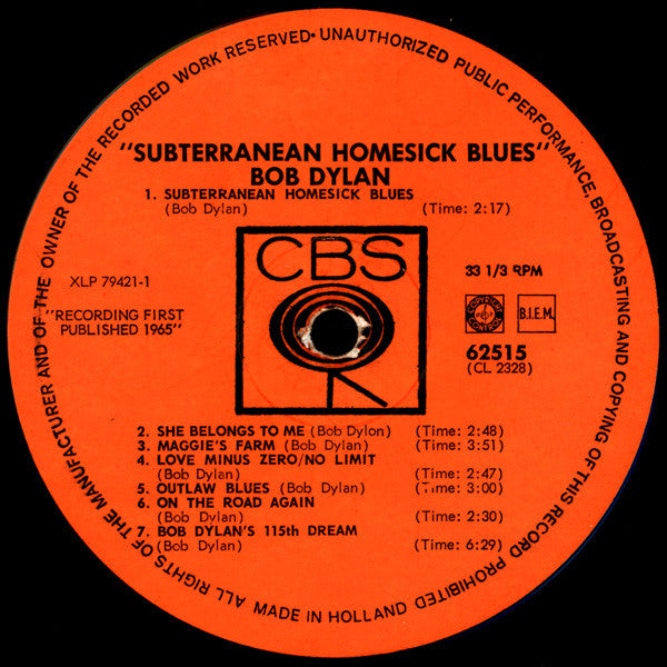 Bob Dylan ~ Subterranean Homesick Blues (Vinyl) - Djungel & Jazz