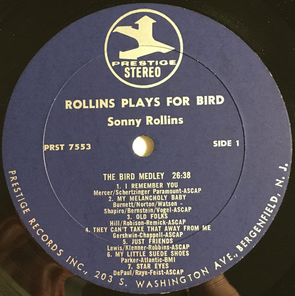 Sonny Rollins : Rollins Plays For Bird (LP, Album, RE, RM)