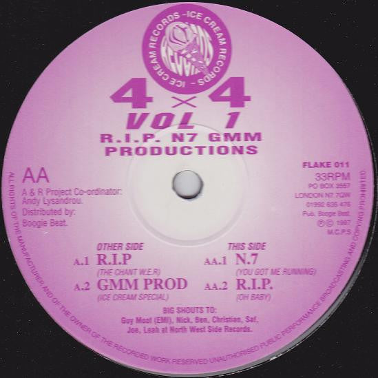 R.I.P. Productions / N7 / GMM Productions : 4x4 Vol 1 (12")