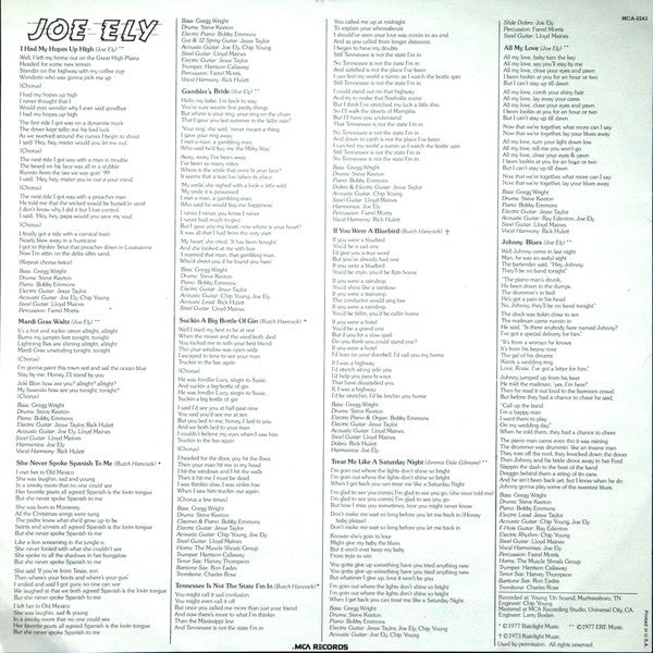 Joe Ely : Joe Ely (LP, Album, Glo)