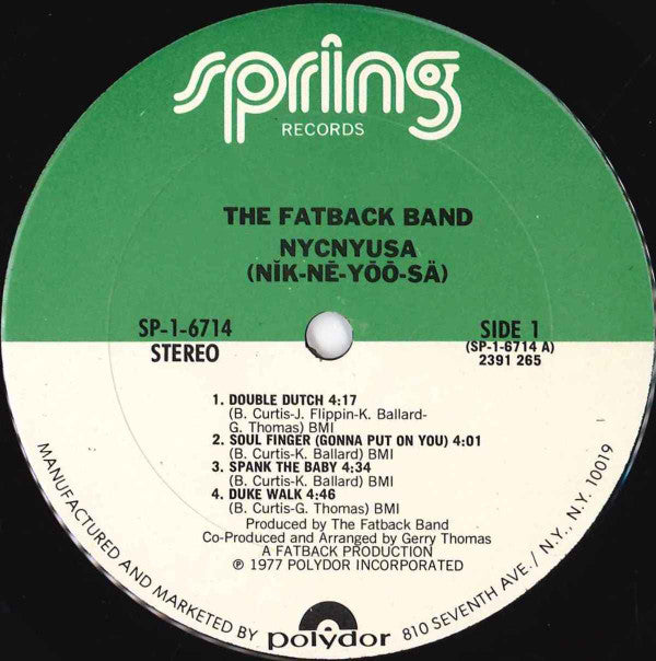 The Fatback Band : NYCNYUSA (Nĭk-Nē-Yōō-Sä) (LP, Album, Pit)