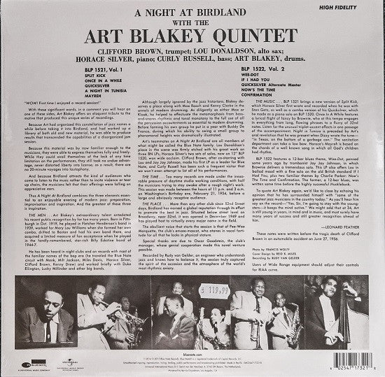 Art Blakey Quintet ~ A Night At Birdland Volume 1 (Vinyl) - Djungel & Jazz