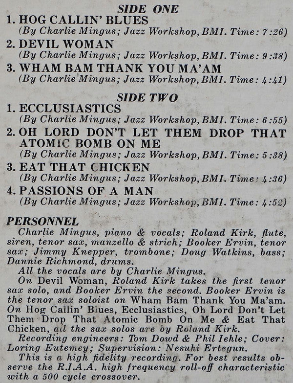 Charles Mingus ~ Oh Yeah (Vinyl) - Djungel & Jazz