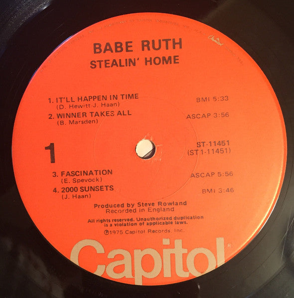 Babe Ruth ~ Stealin' Home (Vinyl) - Djungel & Jazz