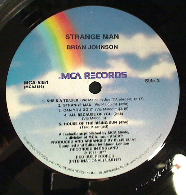 Brian Johnson : Strange Man (LP, Album, Comp, Pin)