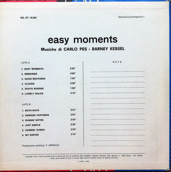 Carlo Pes - Barney Kessel : Easy Moments (LP)