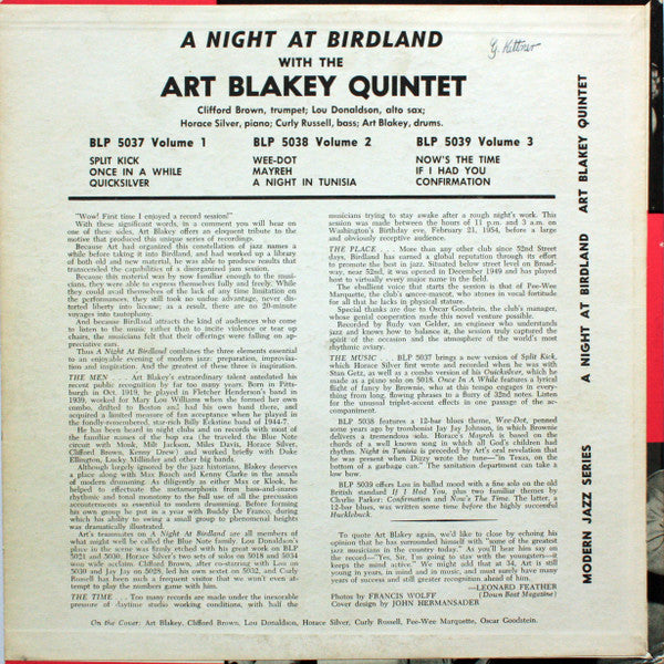 Art Blakey Quintet ~ A Night At Birdland, Vol. 2 (Vinyl) - Djungel & Jazz