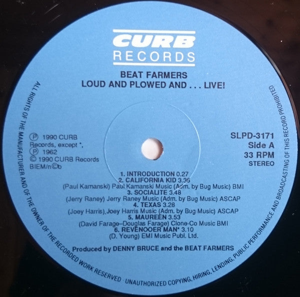 The Beat Farmers ~ Loud And Plowed And... Live!! (Vinyl) - Djungel & Jazz