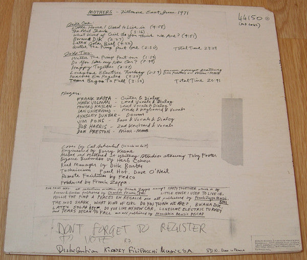 The Mothers ~ Fillmore East - June 1971 (Vinyl) - Djungel & Jazz