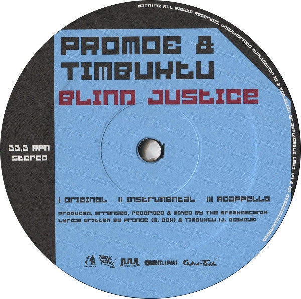 Promoe & Timbuktu ~ Blind Justice / Vertigo (Vinyl) - Djungel & Jazz