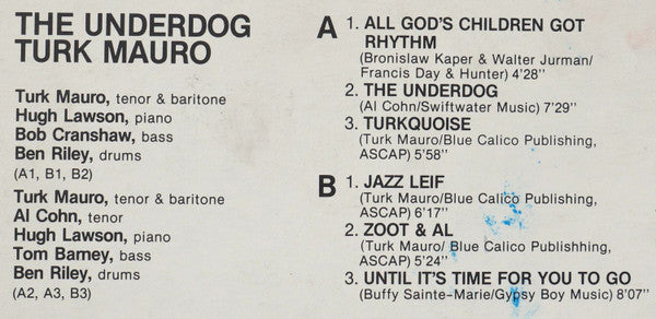 Turk Mauro ~ The Underdog (Vinyl) - Djungel & Jazz