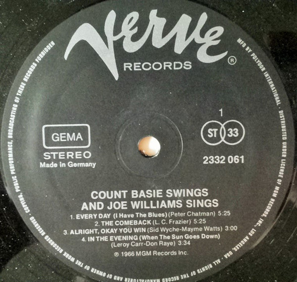 Count Basie / Joe Williams ~ Count Basie Swings--Joe Williams Sings (Vinyl) - Djungel & Jazz