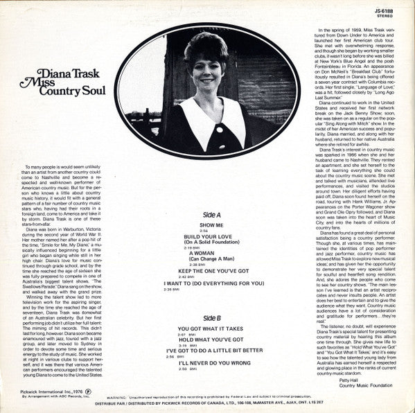 Diana Trask ~ Miss Country Soul (Vinyl) - Djungel & Jazz