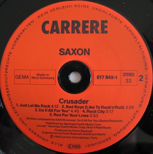 Saxon : Crusader (LP, Album, RP, Inj)