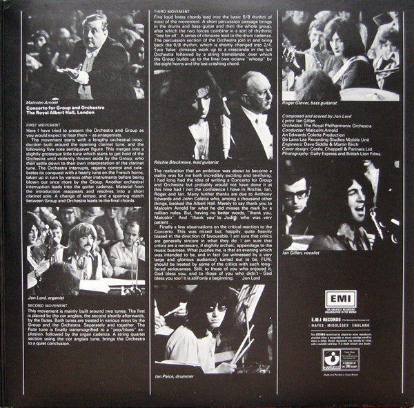 Deep Purple, The Royal Philharmonic Orchestra Conducted By Malcolm Arnold ~ Concerto For Group And Orchestra (Vinyl) - Djungel & Jazz