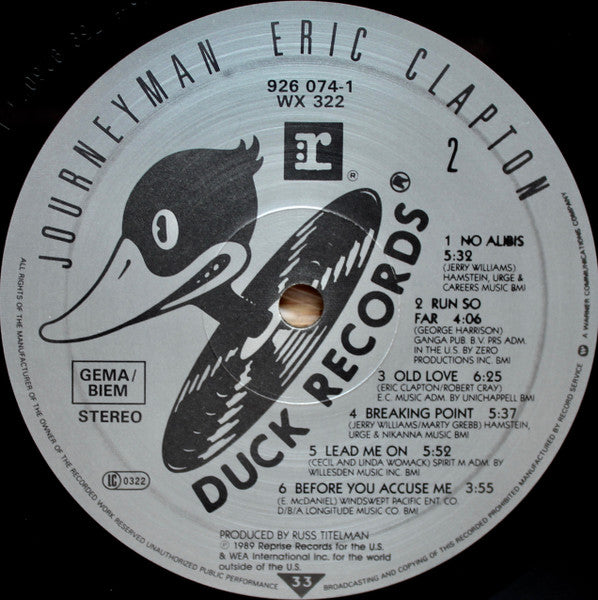 Eric Clapton : Journeyman (LP, Album, Gat)