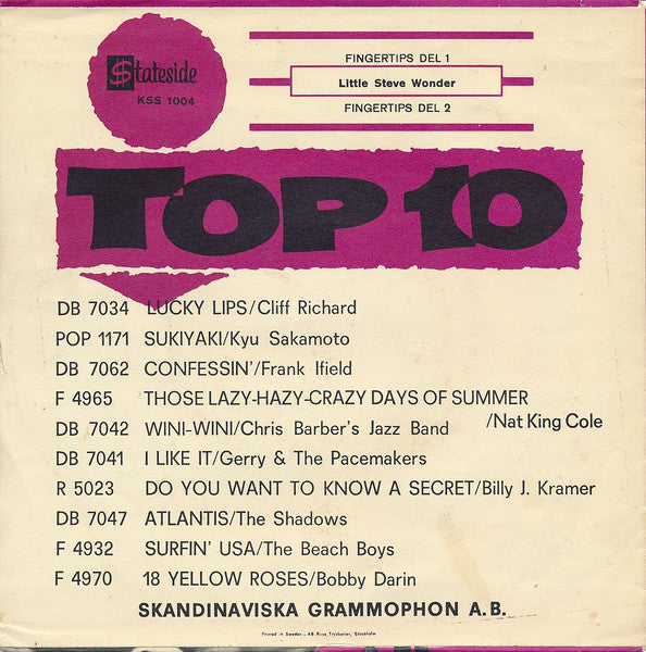 Little Stevie Wonder* : Fingertips (7", Single)
