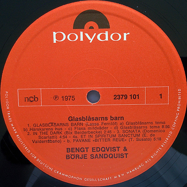 Bengt Edqvist & Börje Sandquist ~ Glasblåsarns Barn (Vinyl) - Djungel & Jazz