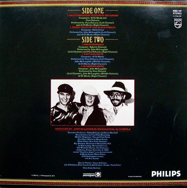 Al Di Meola, John McLaughlin, Paco De Lucía : Friday Night In San Francisco (LP, Album)