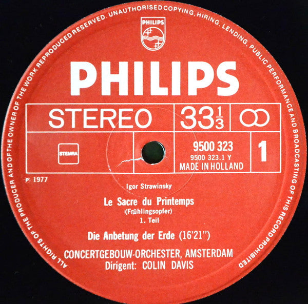 Stravinsky - Orchestre Du Concertgebouw D' Amsterdam, Colin Davis ~ Le Sacre Du Printemps (Vinyl) - Djungel & Jazz