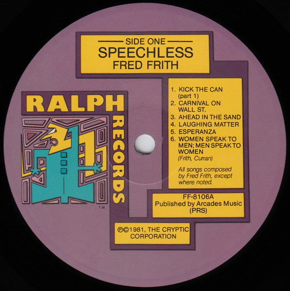 Fred Frith ~ Speechless (Vinyl) - Djungel & Jazz
