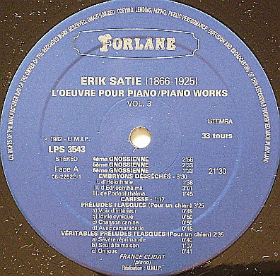 Erik Satie, France Clidat ~ Piano Works Vol. II (Vinyl) - Djungel & Jazz