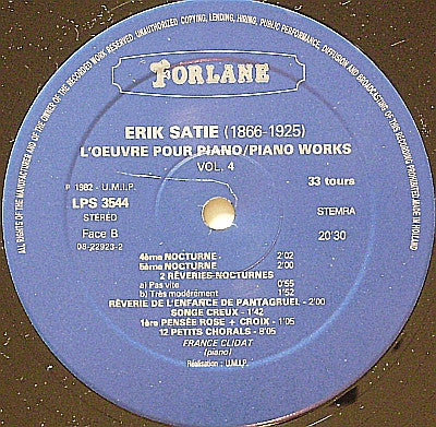 Erik Satie, France Clidat ~ Piano Works Vol. II (Vinyl) - Djungel & Jazz
